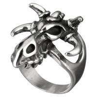 Men Stainless Steel Ring in Bulk, Skull, for man & blacken, 33mm, US Ring 