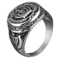 Men Stainless Steel Ring in Bulk, for man & with rhinestone & blacken, 18mm, US Ring 