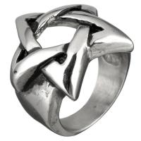 Anillo de dedo de acero inoxidable hombre, Estrella, para hombre & ennegrezca, 26mm, tamaño:8, Vendido por UD