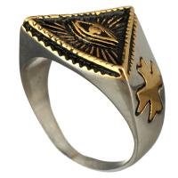 Men Stainless Steel Ring in Bulk, plated, with cross pattern & for man & blacken, 18mm, US Ring 