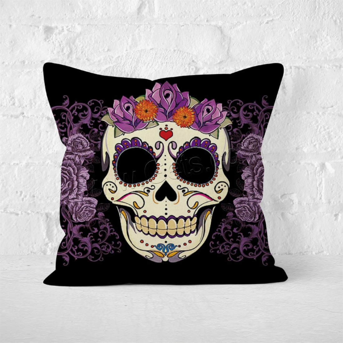 Pillow Case, Cotton Fabric, Square, printing, durable & Halloween Jewelry Gift & different size for choice & different designs for choice, Sold By PC