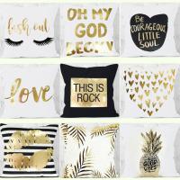 Pillow Case, Plush, Square, printing, durable & gold accent 