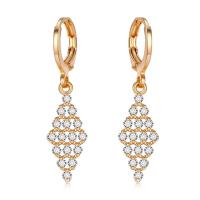 Brass Huggie Hoop Drop Earring, real gold plated, micro pave cubic zirconia & for woman 