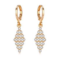 laiton Boucles d'oreilles pendantes Hoop Huggie, Plaqué d'or, pavé de micro zircon & pour femme Vendu par paire