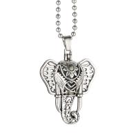 Brass Jewelry Necklace, Elephant, silver color plated, with packing bag & ball chain & for woman & blacken Approx 18 Inch 