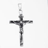 Stainless Steel Sweater Necklace, Cross, with packing bag & box chain & for man & blacken Approx 24 Inch 