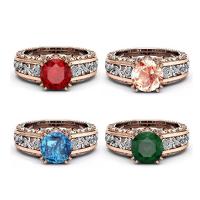 Rhinestone Zinc Alloy Finger Ring, plated & for woman & faceted & with rhinestone 10mm 
