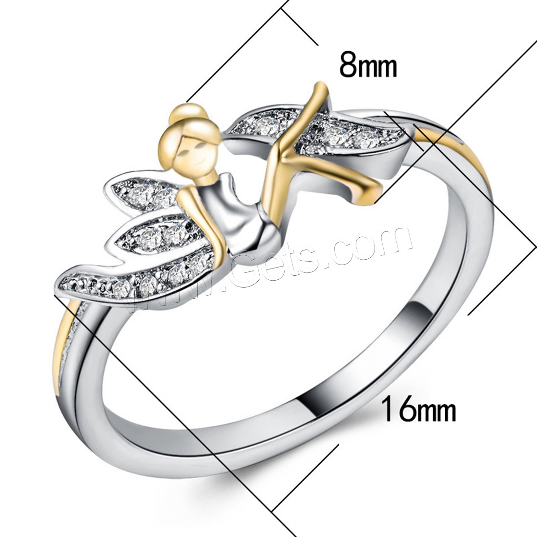 Cubic Zircon Brass Finger Ring, plated, different size for choice & for woman & with cubic zirconia, 8mm, 16mm, Sold By PC