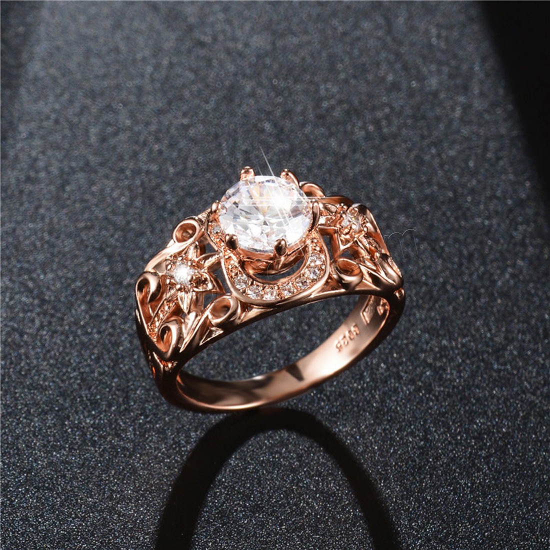 Brass Finger Ring, rose gold color plated, different size for choice & for woman & with rhinestone, 8mm, 12mm, Sold By PC