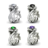 Anilo de dedo de latón, metal, Rosa, chapado, diverso tamaño para la opción & para mujer & con diamantes de imitación, más colores para la opción, 17mm, Vendido por UD