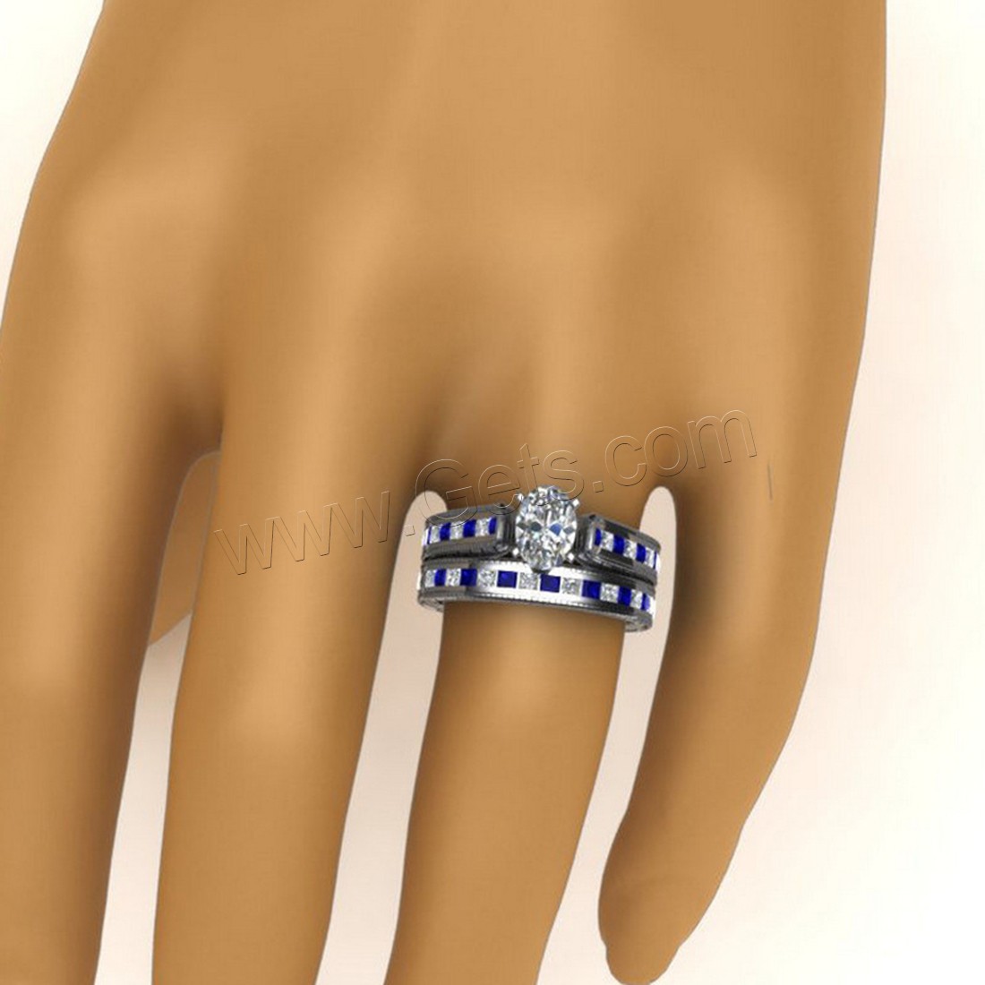 Латунь кольцо Установить, плакирован серебром, Мужская & разный размер для выбора & для пара & со стразами, Много цветов для выбора, 5mm, 2ПК/указан, продается указан