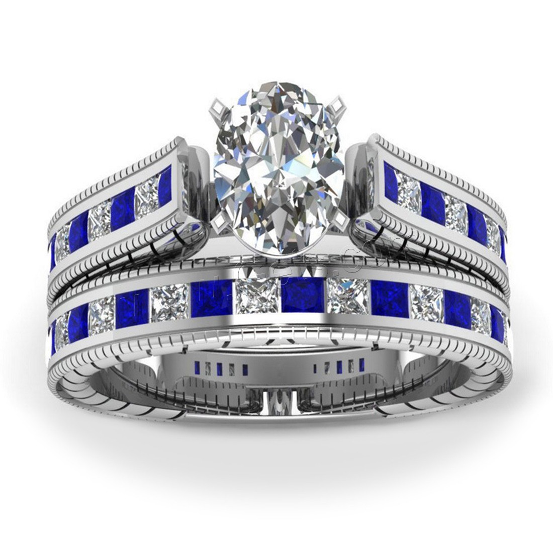 Латунь кольцо Установить, плакирован серебром, Мужская & разный размер для выбора & для пара & со стразами, Много цветов для выбора, 5mm, 2ПК/указан, продается указан
