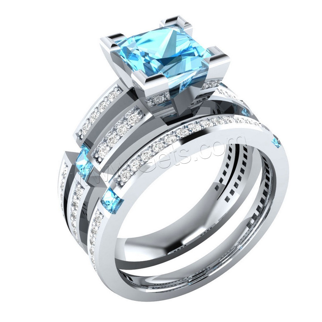 Латунь кольцо Установить, плакирован серебром, разный размер для выбора & Женский & со стразами, Много цветов для выбора, 2ПК/указан, продается указан