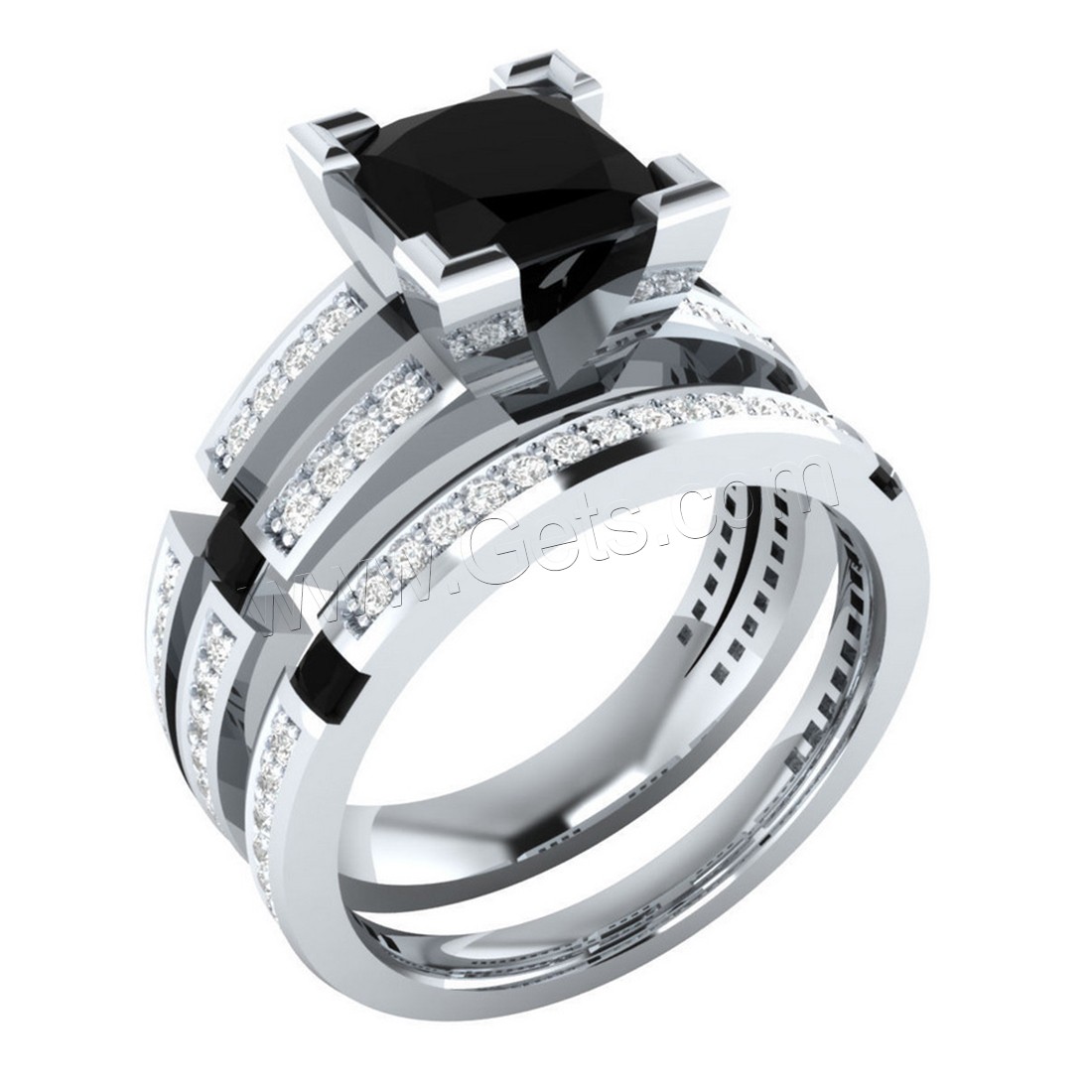 Латунь кольцо Установить, плакирован серебром, разный размер для выбора & Женский & со стразами, Много цветов для выбора, 2ПК/указан, продается указан