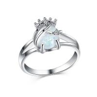 metal anillo, con Ópalo, chapado en platina real, diverso tamaño para la opción & para mujer & con diamantes de imitación, Vendido por UD
