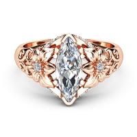Brass Finger Ring, with Glass, rose gold color plated & for woman & faceted & with rhinestone, 10mm 