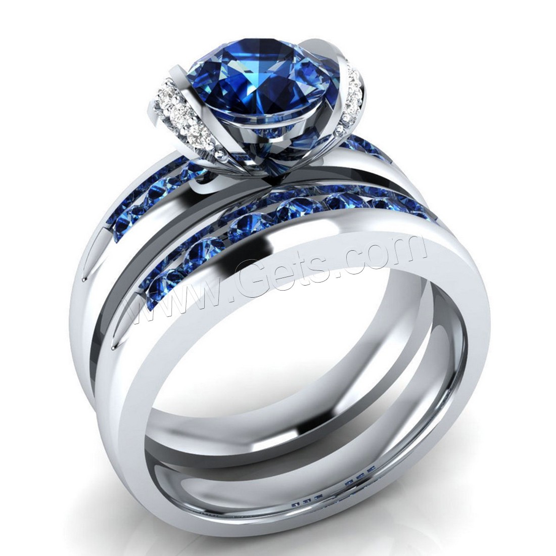 Латунь кольцо Установить, плакирован серебром, Мужская & разный размер для выбора & для пара & с кубическим цирконием, Много цветов для выбора, 2ПК/указан, продается указан