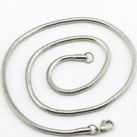 Collar de cadena de acero inoxidable, cadena de la serpiente, color original, 3.2mm, longitud:aproximado 26 Inch, Vendido por Sarta