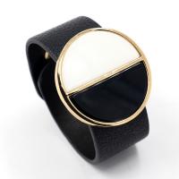 PU Leather Bracelet, with Zinc Alloy & Acrylic, gold color plated, for woman, 28mm Approx 8.5 Inch 