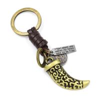 Zinc Alloy Key Chain, with Leather, Wolf Tooth, plated, durable & hardwearing & Unisex, 110mm 