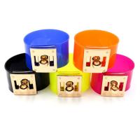 plastique PVC bracelet, avec alliage de zinc, Placage de couleur d'or, réglable & pour femme, plus de couleurs à choisir, 35mm Environ 7.8 pouce, Vendu par brin