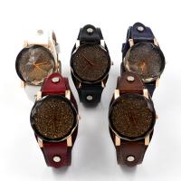 Unisex Wrist Watch, Leather, with zinc alloy dial & Glass, plated, adjustable 20mm Approx 9.8 Inch 