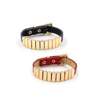 PU Leather Bracelet, with Zinc Alloy, gold color plated, adjustable & for woman 12mm Approx 9.4 Inch 