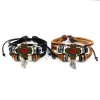 Leather Bracelet, with Zinc Alloy, zinc alloy magnetic clasp, with 3Inch extender chain, plated, Unisex & enamel Approx 7 Inch 