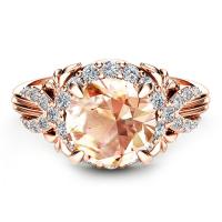 Cubic Zircon Brass Finger Ring, rose gold color plated & for woman & with cubic zirconia, 6mm, 7mm 