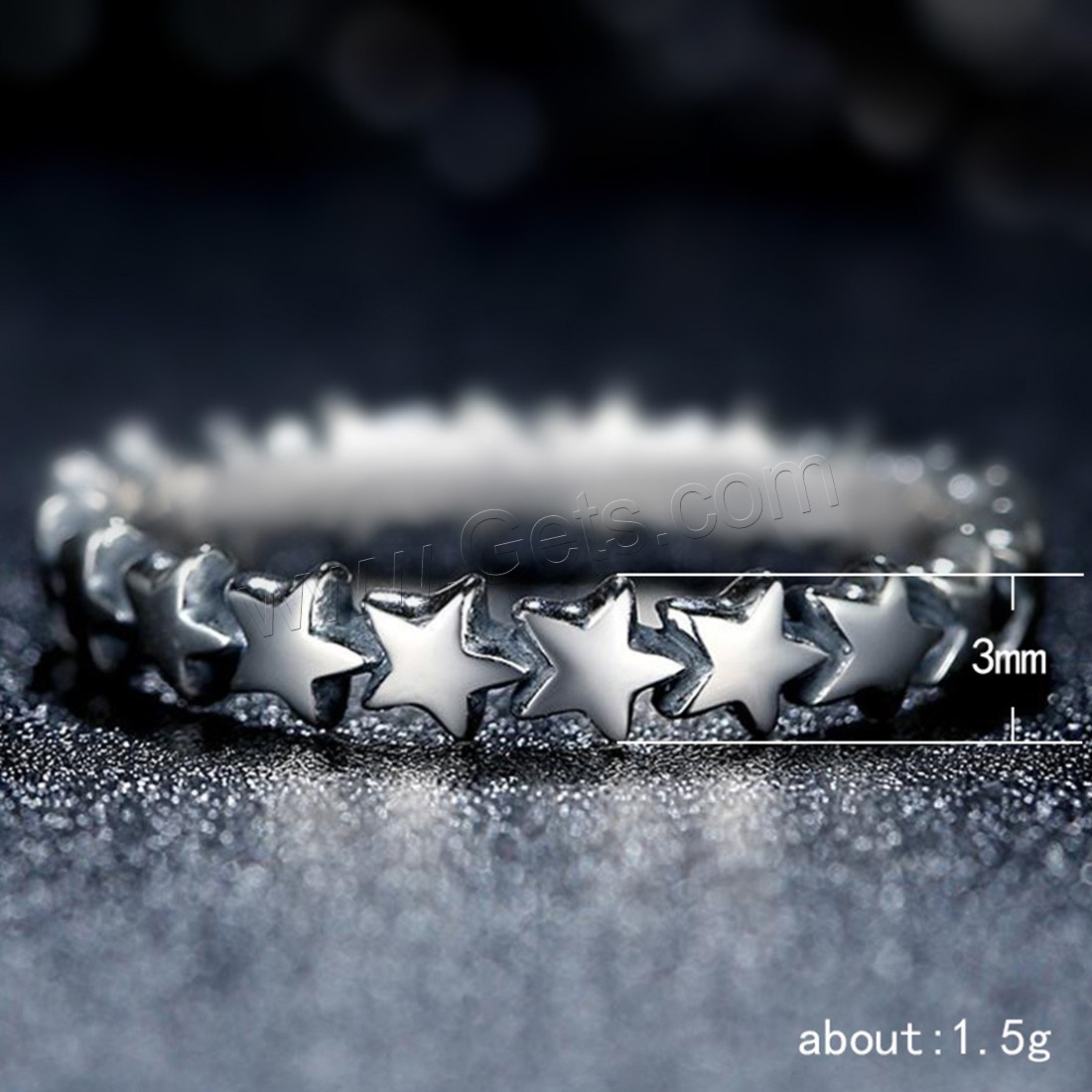 Палец кольцо-латунь, Латунь, Звезда, плакирован серебром, разный размер для выбора & Женский, 3mm, продается PC
