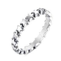 Anillo de dedo de latón, metal, Estrella, chapado en color de plata, diverso tamaño para la opción & para mujer, 3mm, Vendido por UD