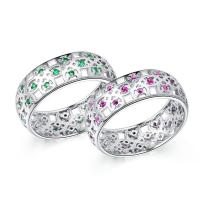 Кубическое цирконовое латунное кольцо, Латунь, покрытый платиной, разный размер для выбора & Женский & с кубическим цирконием & отверстие, Много цветов для выбора, продается PC