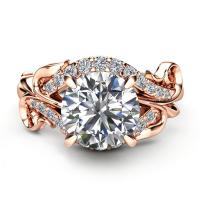 Cubic Zircon Brass Finger Ring, rose gold color plated & for woman & with cubic zirconia, 5mm, 8mm 