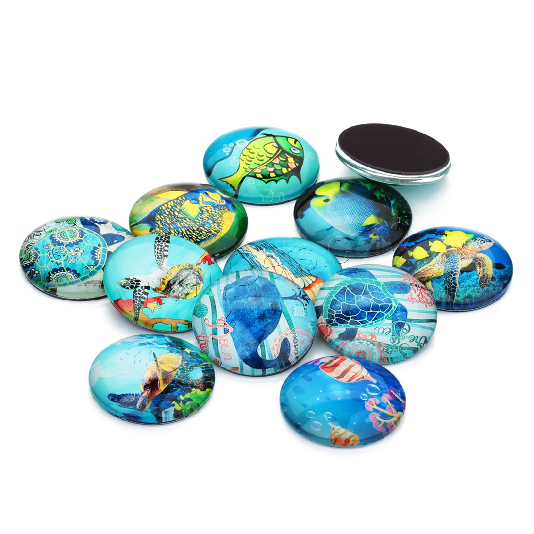 Time Gem Cabochon, Glass, Flat Round, time gem jewelry & mixed pattern & different size for choice, 20PCs/Bag, Sold By Bag
