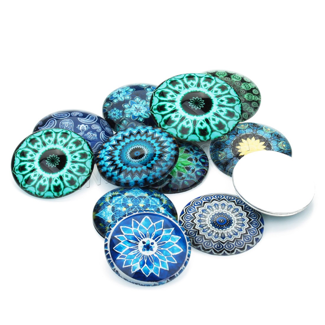 Time Gem Cabochon, Glass, Flat Round, time gem jewelry & mixed pattern & different size for choice & flat back, 20PCs/Bag, Sold By Bag