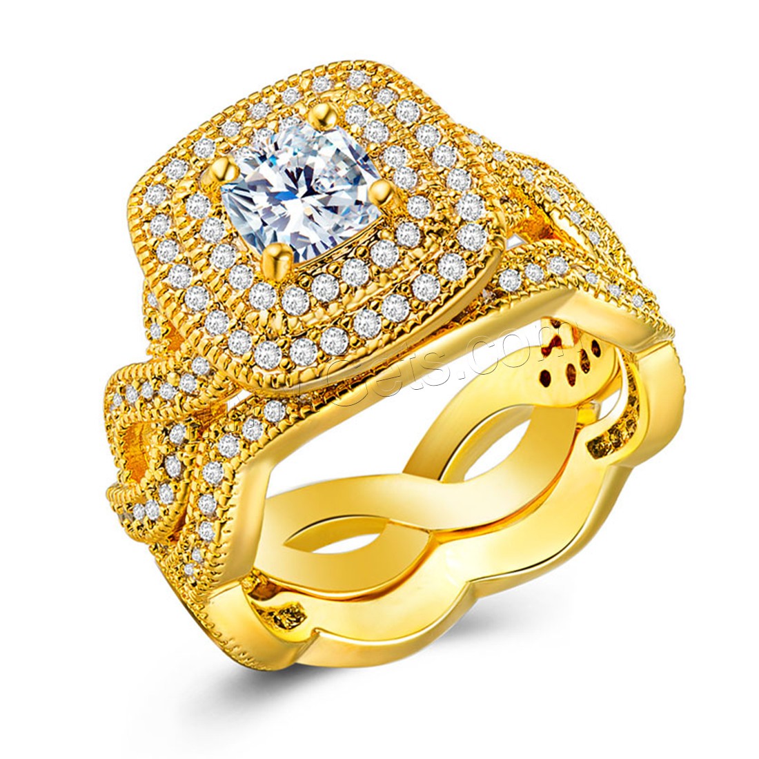Латунь кольцо Установить, Другое покрытие, разный размер для выбора & для пара & с кубическим цирконием, Много цветов для выбора, 2ПК/указан, продается указан