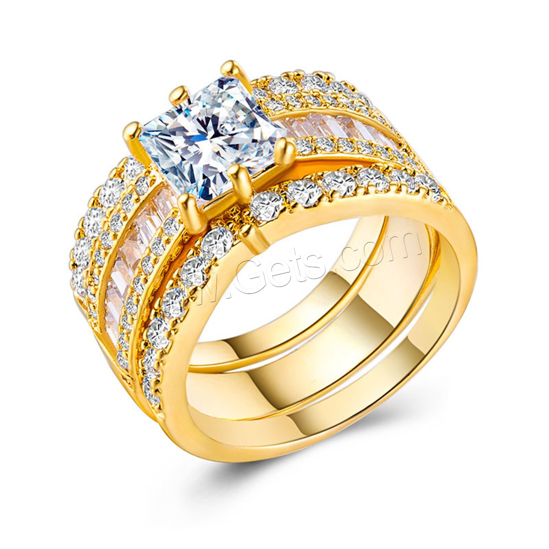 Латунь кольцо Установить, Другое покрытие, разный размер для выбора & для пара & с кубическим цирконием, Много цветов для выбора, 3ПК/указан, продается указан