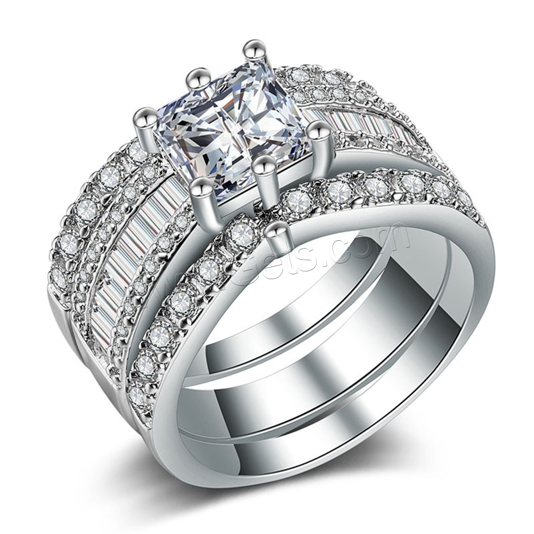 Латунь кольцо Установить, Другое покрытие, разный размер для выбора & для пара & с кубическим цирконием, Много цветов для выбора, 3ПК/указан, продается указан