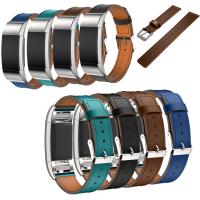 Leather Watch Band, with Stainless Steel, for Fitbit charge 2 & durable & Unisex Approx 9 Inch 