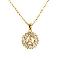 Brass Cubic Zirconia Necklace, real gold plated, box chain & for woman & with cubic zirconia, nickel, lead & cadmium free, 15.5mm Approx 19.5 Inch 