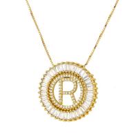 Brass Cubic Zirconia Necklace, real gold plated, box chain & for woman & with cubic zirconia, nickel, lead & cadmium free, 28mm Approx 19.5 Inch 