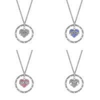 Rhinestone Zinc Alloy Necklace, with 1.96 Inch extender chain, Flat Round, platinum color plated, twist oval chain & with letter pattern & for woman & enamel & with rhinestone, 36mm Approx 17.7 Inch 