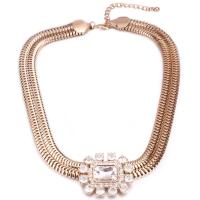 Crystal Zinc Alloy Necklace, with Crystal, with 3.14 Inch extender chain, gold color plated, for woman & faceted & with rhinestone 15mm Approx 19.6 Inch 