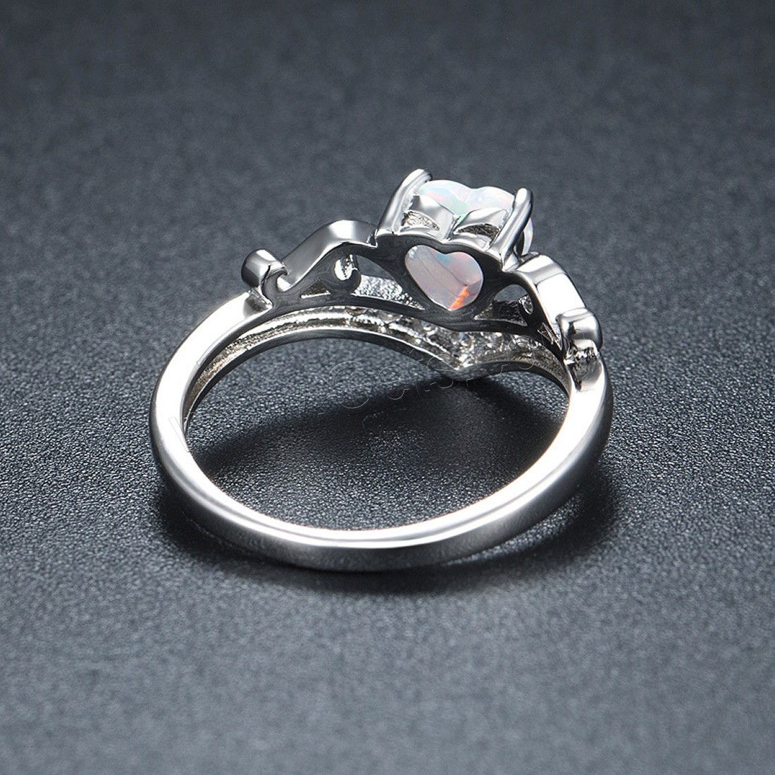 metal anillo, con Ópalo, chapado en color de platina, diverso tamaño para la opción & micro arcilla de zirconia cúbica & para mujer, Vendido por UD