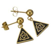 Stainless Steel Drop Earring, with Resin, Triangle, gold color plated, for woman, 20mm 