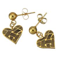 Stainless Steel Drop Earring, with Resin, Heart, gold color plated, for woman, 20mm 