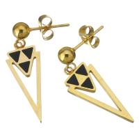 Stainless Steel Drop Earring, with Resin, Triangle, gold color plated, for woman, 31mm 
