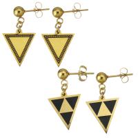 Stainless Steel Drop Earring, with Resin, Triangle, gold color plated & for woman, 28mm 