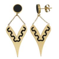 Stainless Steel Drop Earring, with Resin, gold color plated, for woman, 47mm 