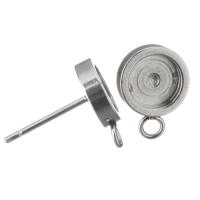 Гвоздик для сережки из нержавеющей стали, нержавеющая сталь, с обручом, оригинальный цвет 0.7mm, внутренний диаметр:Приблизительно 6mm, продается PC